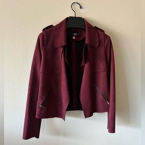 Vegan Suede Draped Moto Jacket
